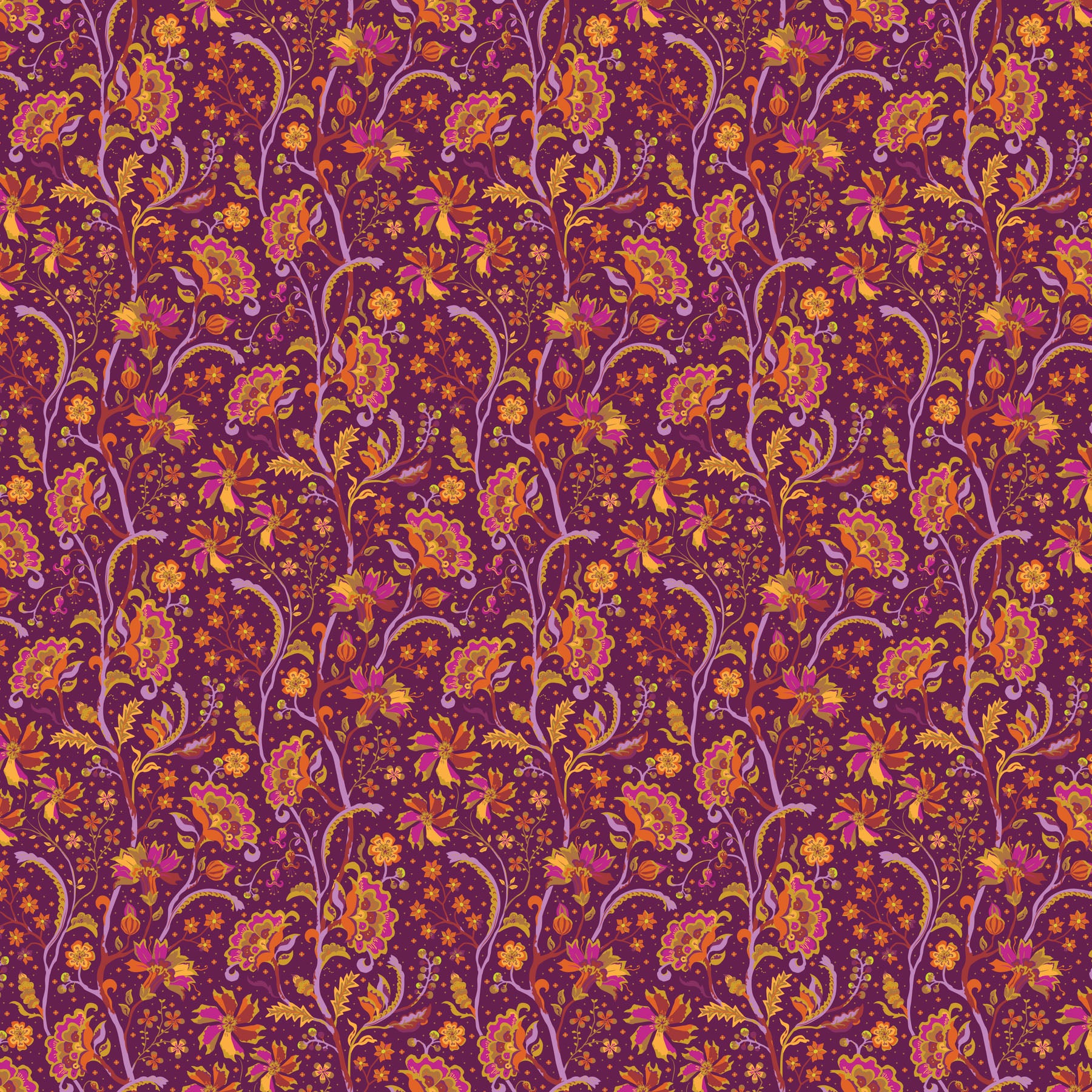 Trade Winds - Chintz, Burgundy