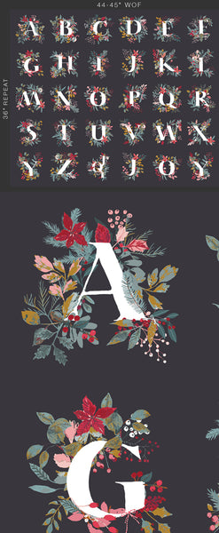 alphabet panel with foliage