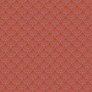 Reddish-brown scalloped pattern on a red background
