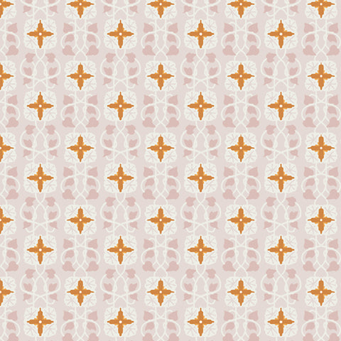 Patterned fabric with geometric design on a pink background