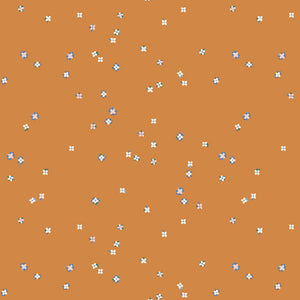 Pattern of small blue flowers on a brown background