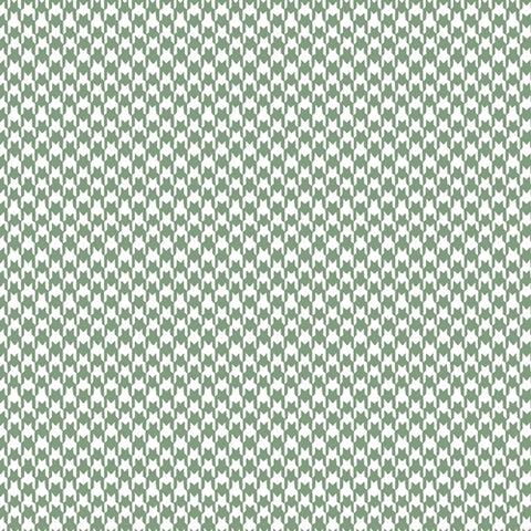 Houndstooth pattern in green and white on a light gray background