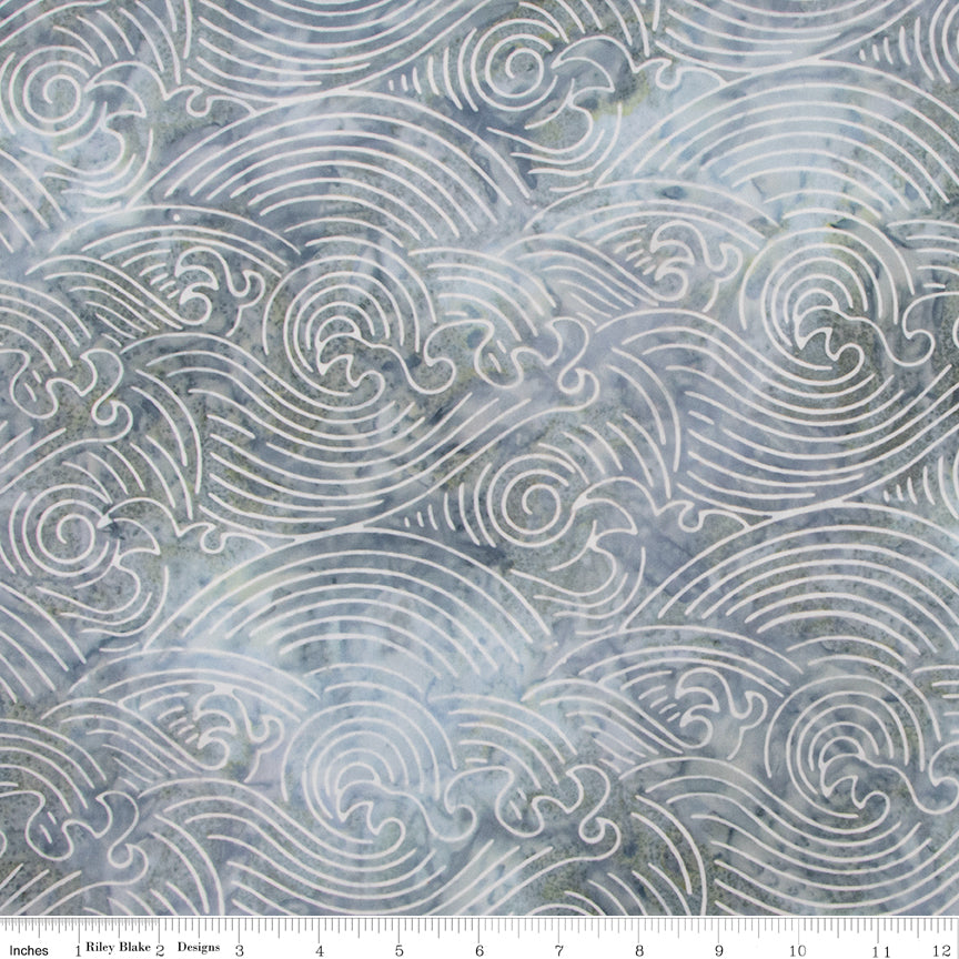 Pattern of stylized waves on a textured fabric background