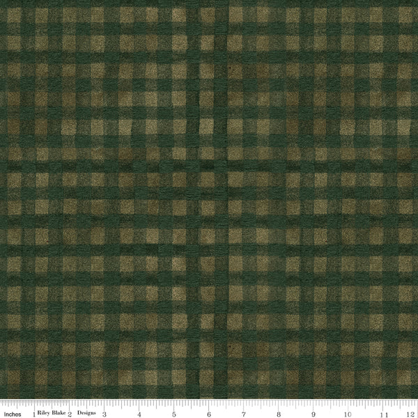 Green and brown plaid fabric pattern