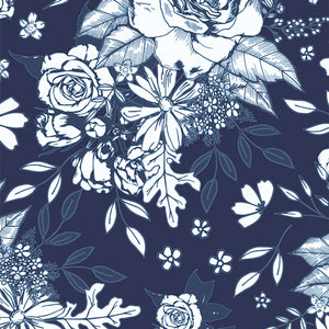 True Blue - Floral Universe, Midnight | Canvas