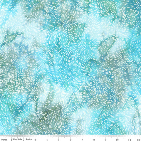 Fabric with a blue and green abstract pattern