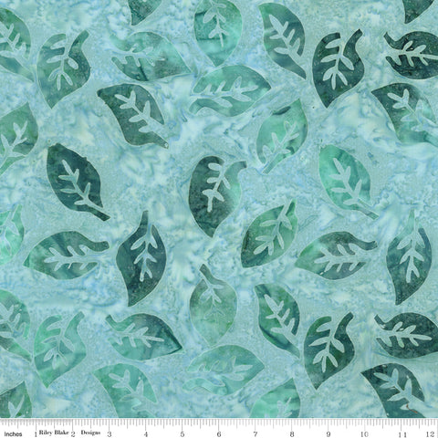 Pattern of green leaves on a teal background