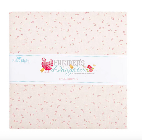 Fabric with a subtle pattern and 'Farmer's Daughter' branding on a white background