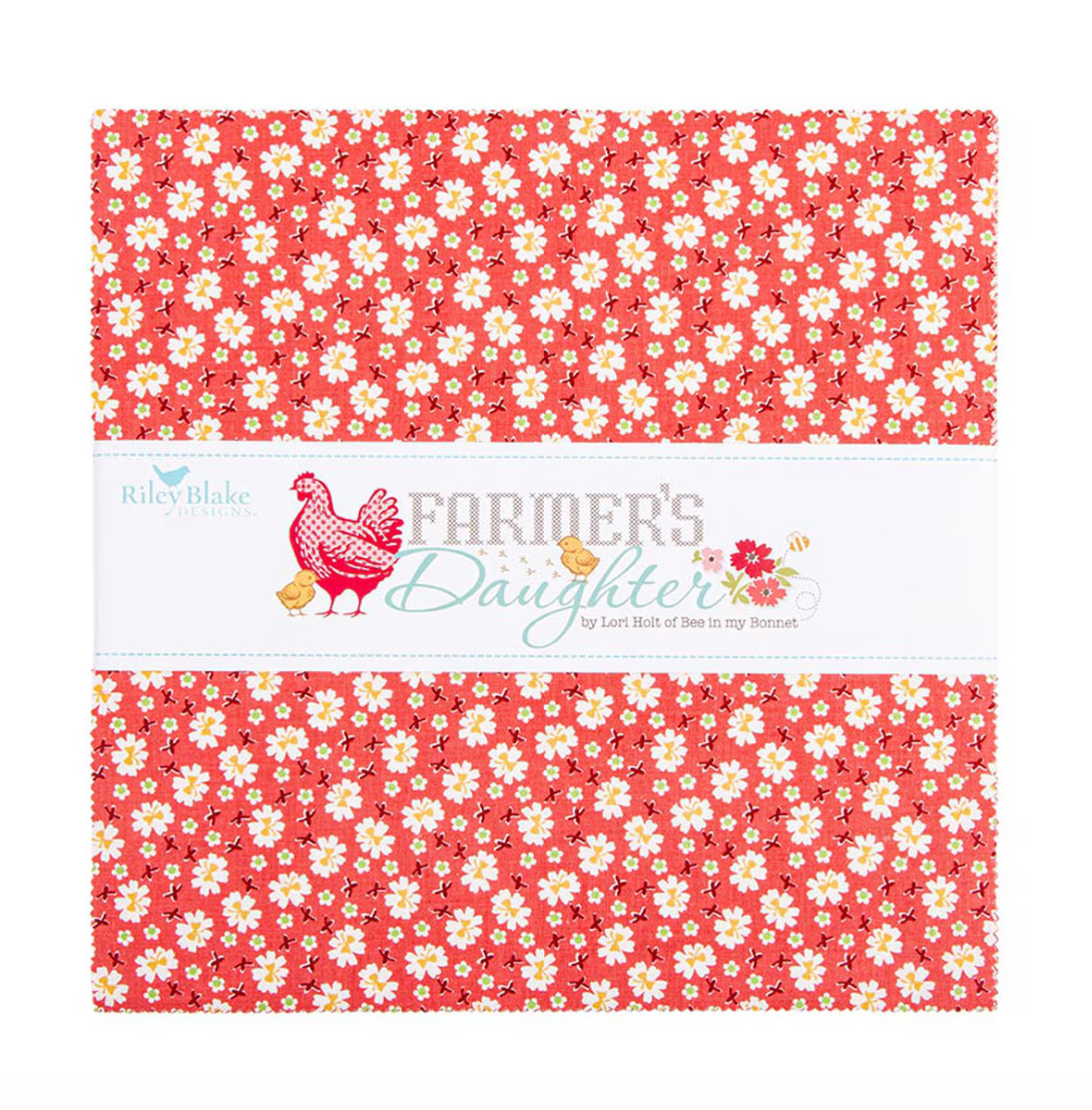 Two floral patterned products with 'Farmer's Daughter' branding on a white background