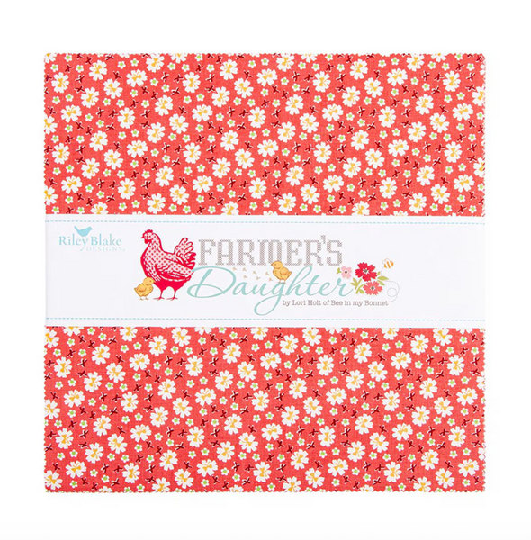 Two floral patterned products with 'Farmer's Daughter' branding on a white background