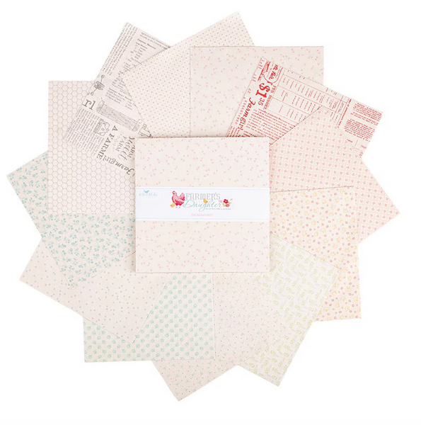 Collection of fabric swatches with a brand label on a white background