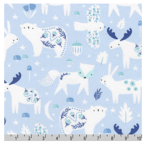 Gentle Night Flannel - Woodland Animals, Blue