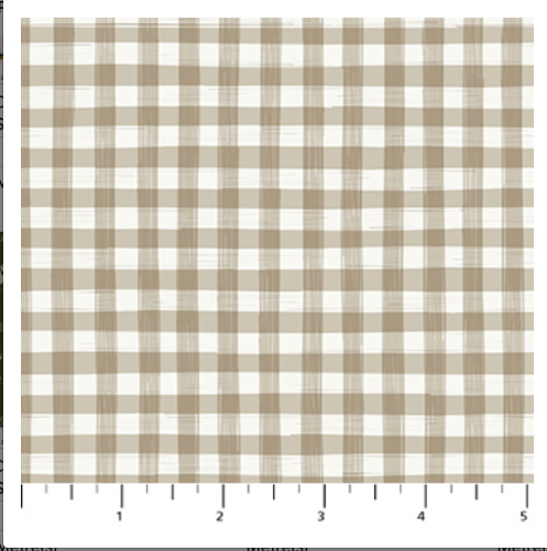 Plaid fabric pattern with brown and white colors on a scale background