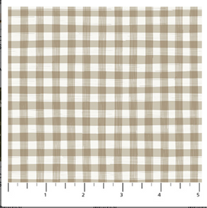 Plaid fabric pattern with brown and white colors on a scale background