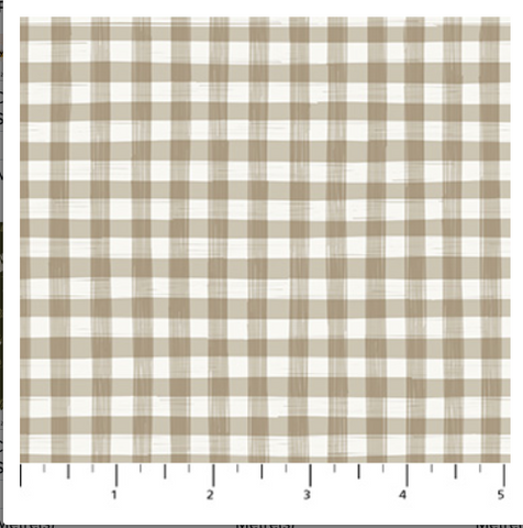 Plaid fabric pattern with brown and white colors on a scale background