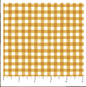 Yellow and white checkered fabric pattern with a ruler at the bottom.