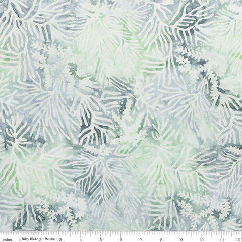 Fabric with leaf pattern in green and white