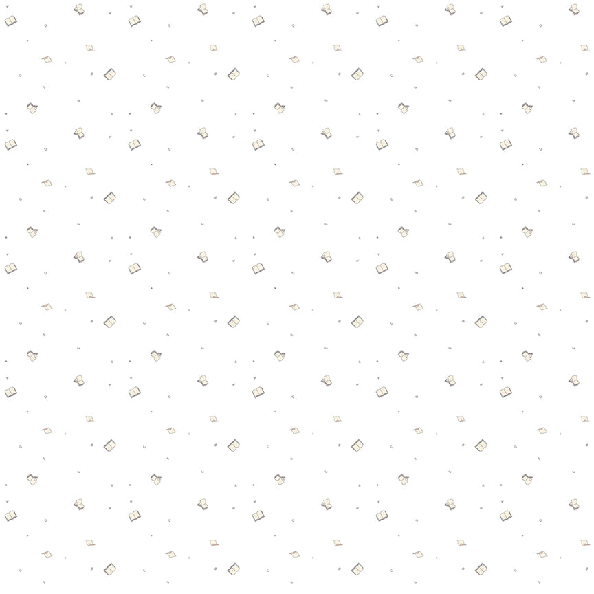 White background with small book pattern