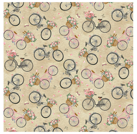 Jardin - French Floral Bike, Taupe