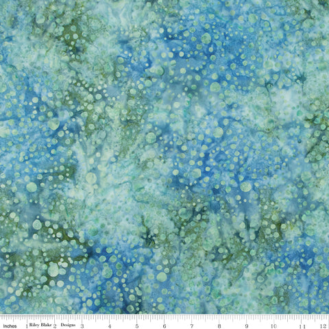 Fabric with blue and green abstract pattern