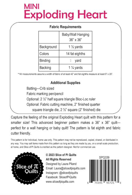 Slice of Pi Quilts - Mini Exploding Heart – Adventures in Fabric