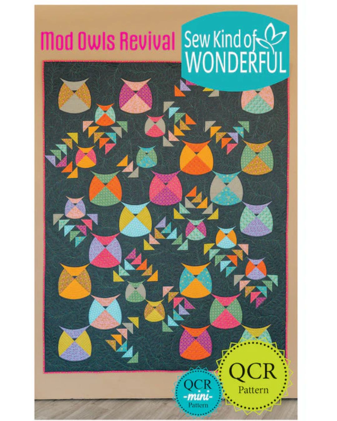Pattern book cover with colorful owl design and 'Sew Kind of Wonderful' branding