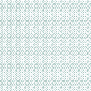 Allover interconnected geometric pattern outlines in aqua on a white background