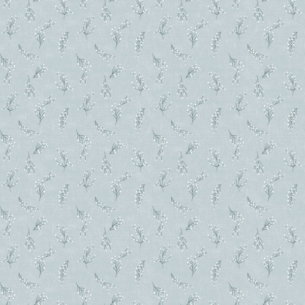 Pattern of small white flowers on a light blue background