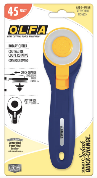Olfa - 45mm Quick Change Rotary Cutter, Navy
