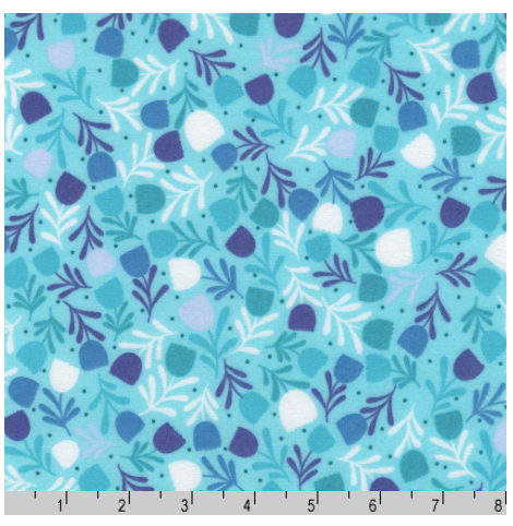 Gentle Night Flannel - Flowers, Aqua