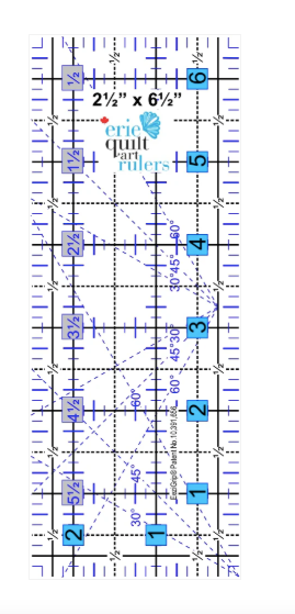 Erie Quilt Art - 2.5" x 6.5" Non-Slip Quilting Ruler