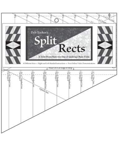 Quilting ruler with 'Split Rects' design and measurements on a white background