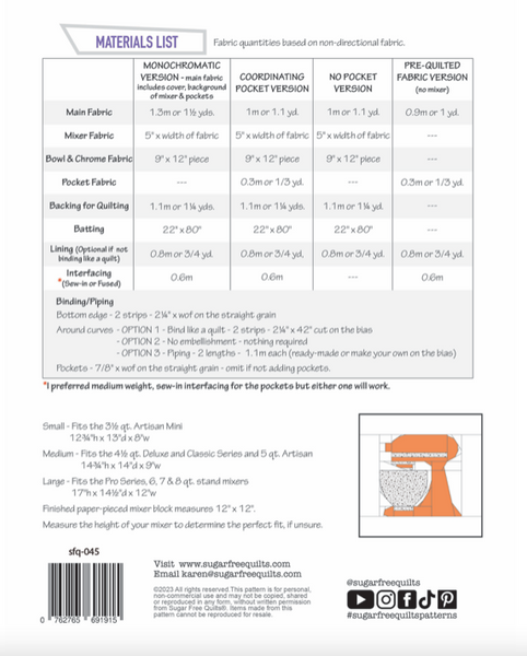 Stand mixer pattern back cover