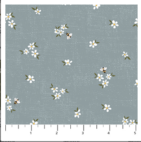 Fabric with floral pattern on a blue background