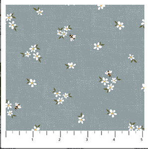 Fabric with floral pattern on a blue background