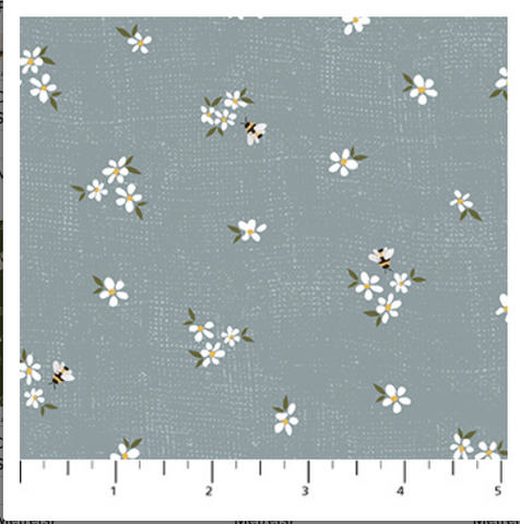 Fabric with floral pattern on a blue background