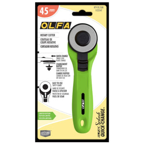 Olfa - 45mm Quick Change Rotary Cutter, Lime Splash