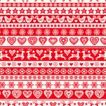 Red and white striped fabric with nordic designs